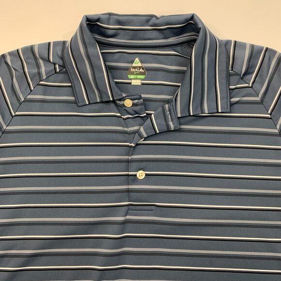 Bolle Polo Shirt Mens S Small Blue Striped Short Sleeve Active Performance Golf - Picture 5 of 10